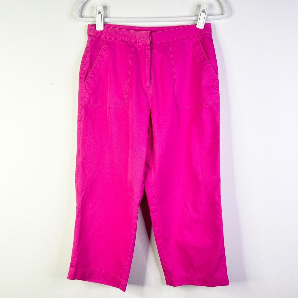 Liz Claiborne Lizsport Pants Women 6 Petite Pink Cotton Cropped Casual Preppy